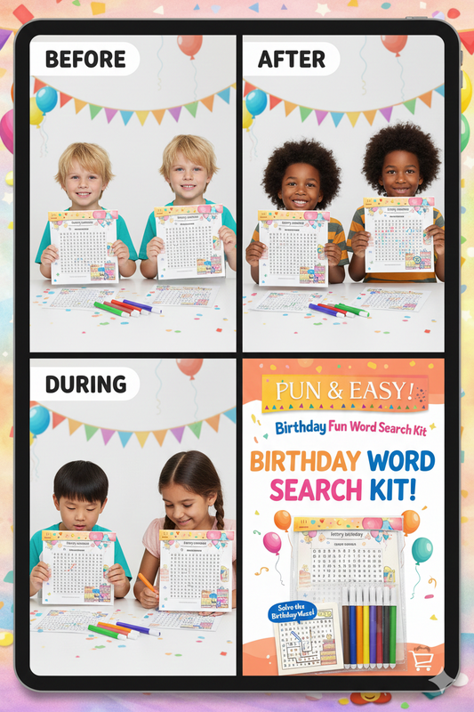 Cutykids Birthday Fun Word Search Activity Kit – Perfect Birthday Return Gift for Kids Ages 5+