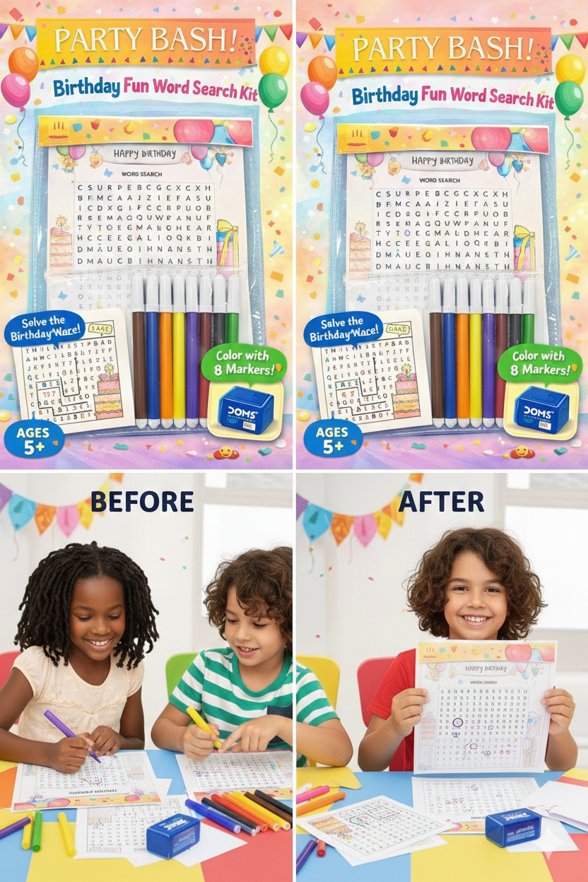 Cutykids Birthday Fun Word Search Activity Kit – Perfect Birthday Return Gift for Kids Ages 5+