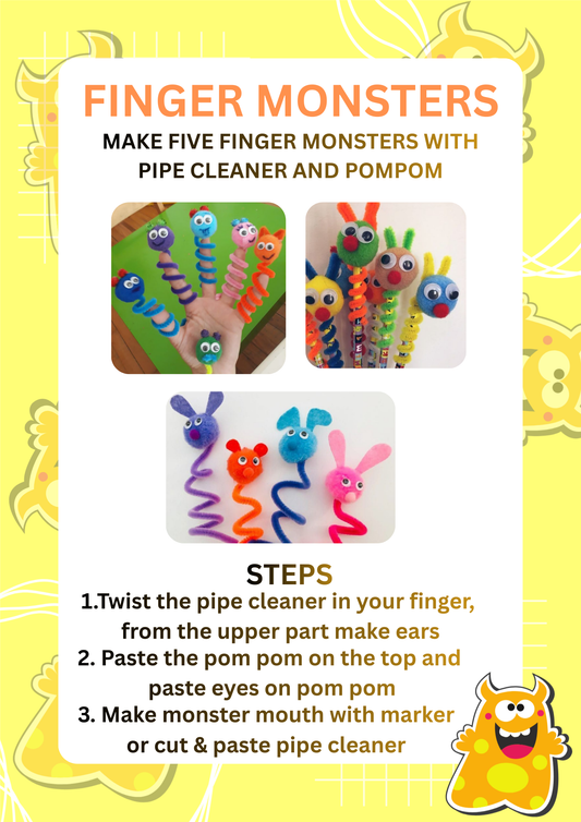 Cutykids DIY Monster Stick Puppets – Easy Ice Cream Stick Craft Kit for Kids