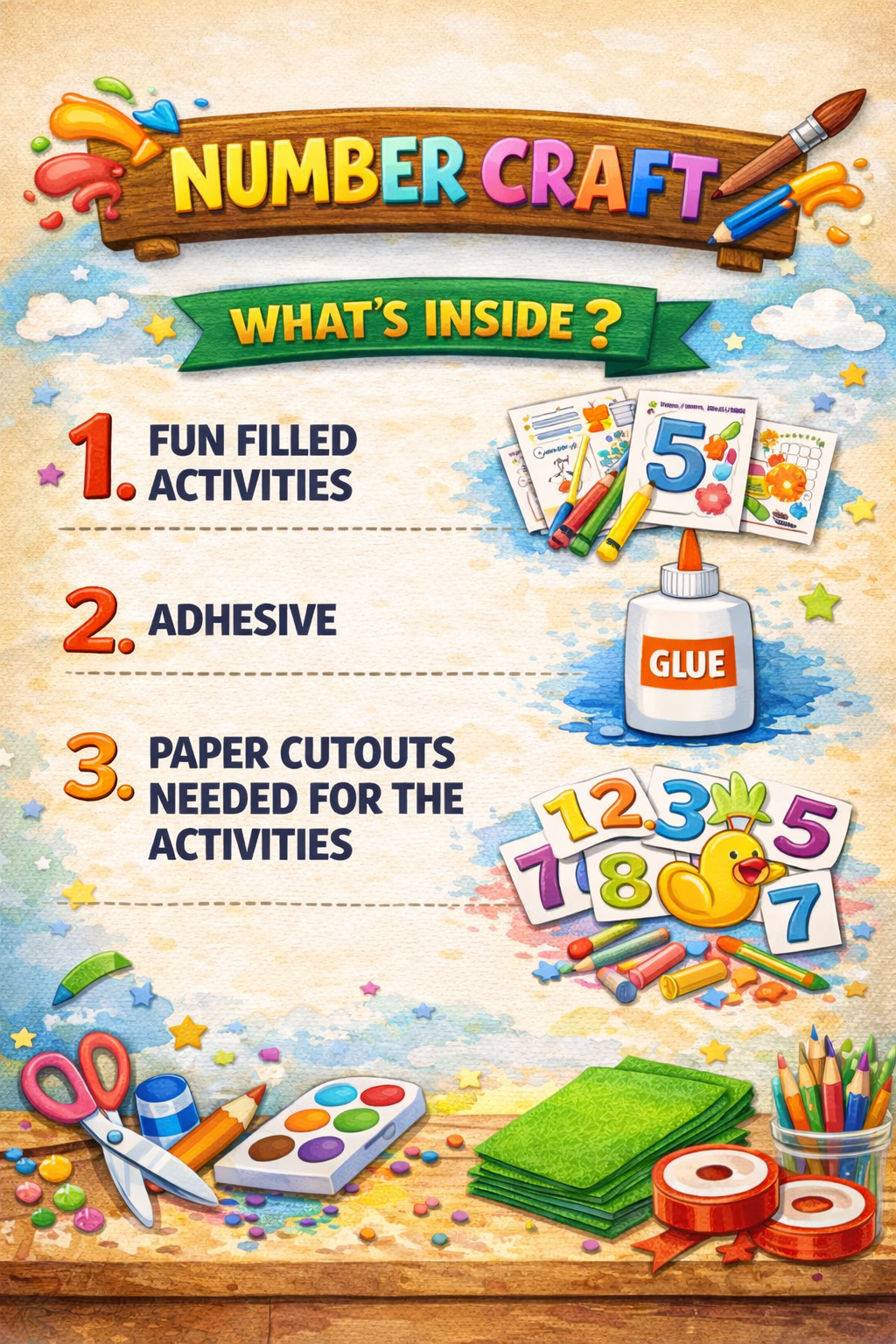 Super Numbers Craft Kit – DIY Early Learning Activity Set for Preschoolers (Numbers 1-10)