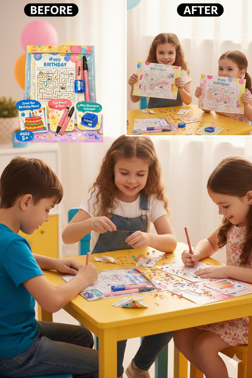 Cutykids Party Bash! Birthday Maze Activity Set – Fun Return Gift for Kids (Ages 5+)