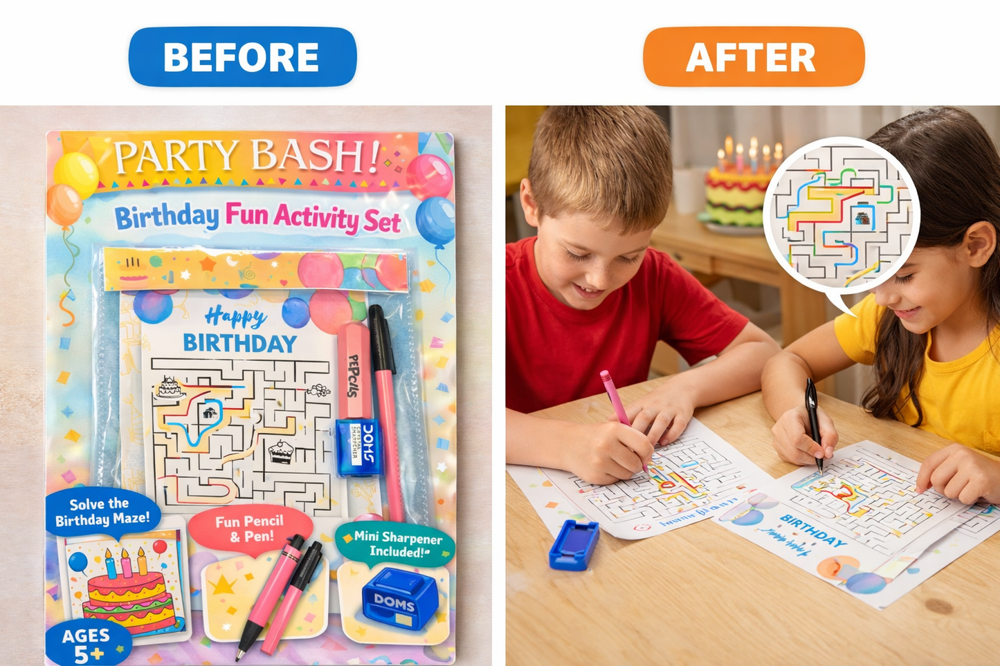 Cutykids Party Bash! Birthday Maze Activity Set – Fun Return Gift for Kids (Ages 5+)