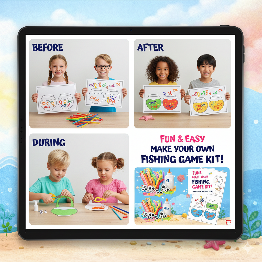 Cutykids DIY Fishing Game Kit – Creative Pipe Cleaner Craft & Sensory Play Set for Toddlers & Kids