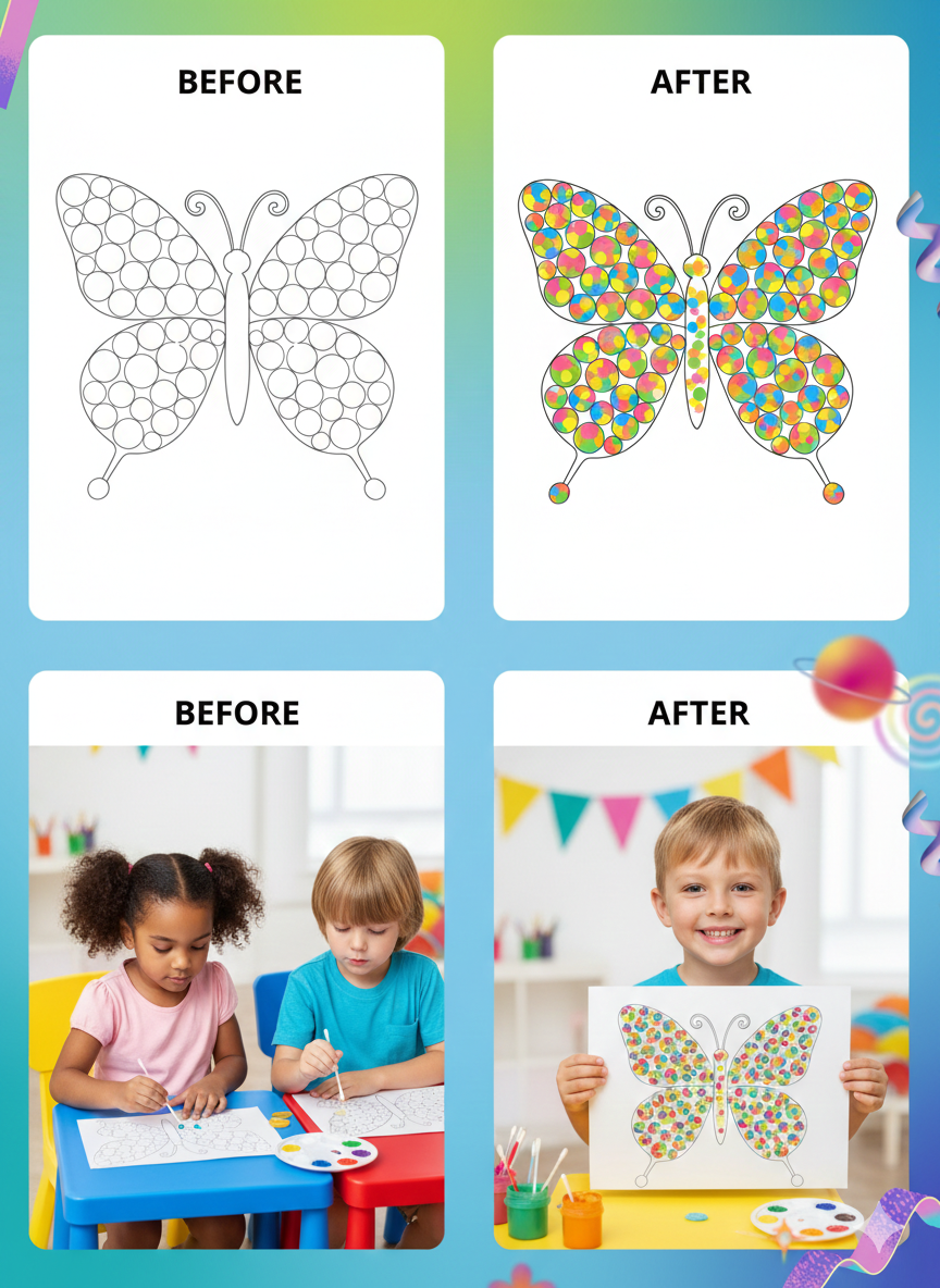 Cutykids Q-Tip Painting Kit – Creative Dot Art Set for Toddlers & Kids (Includes Liquid Colors & Cotton Buds)