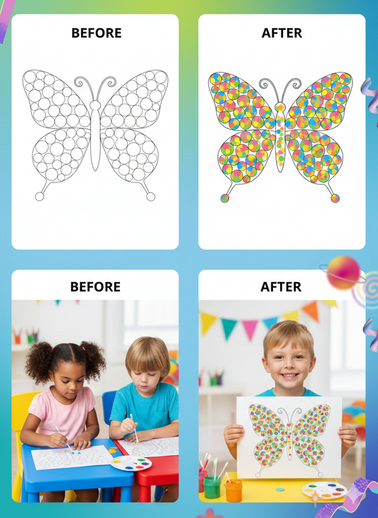 Cutykids Q-Tip Painting Kit – Creative Dot Art Set for Toddlers & Kids (Includes Liquid Colors & Cotton Buds)