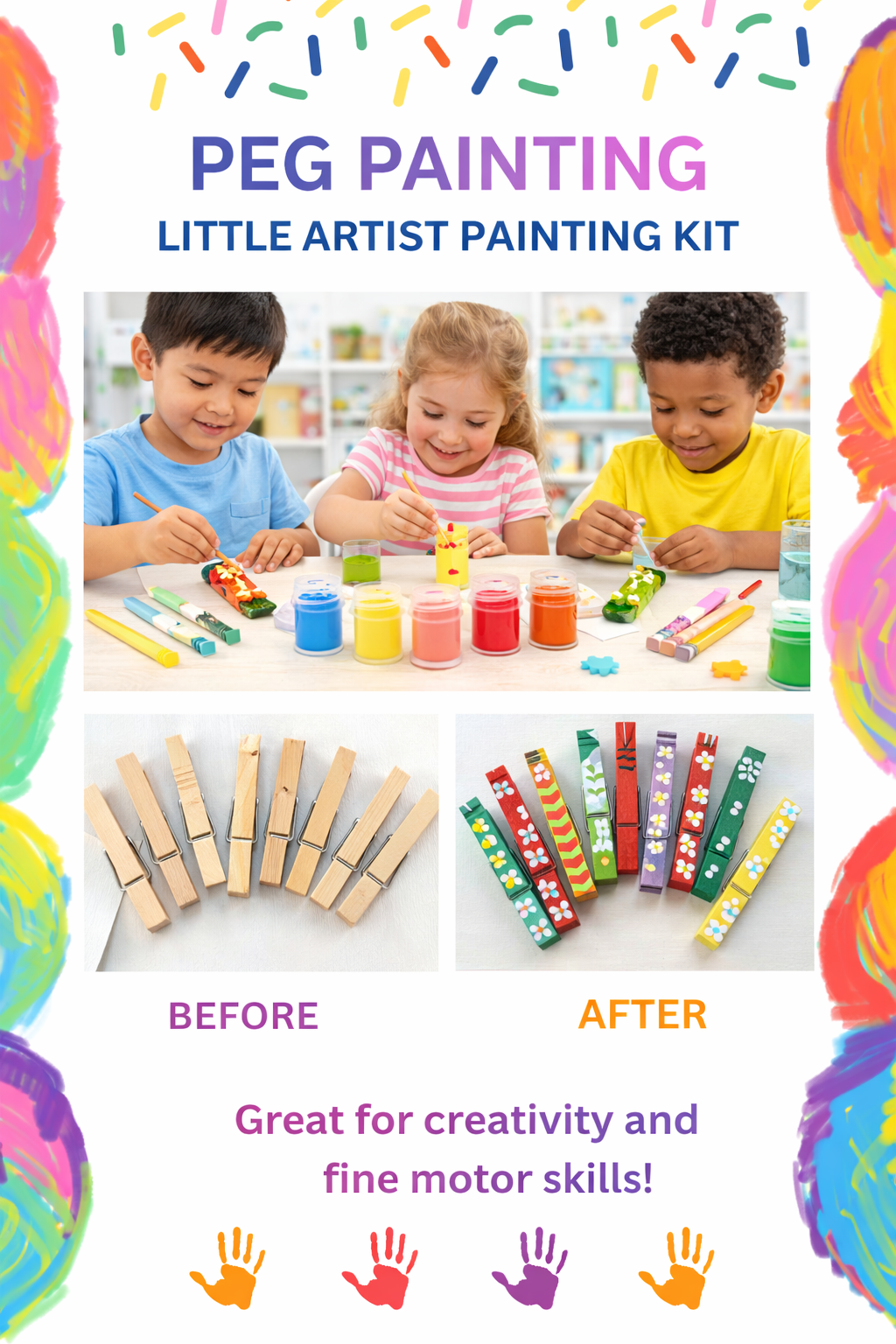 Cutykids 3-in-1 Ultimate Activity Kit Combo: STEM Engineering, Peg Painting & Paper Craft Set