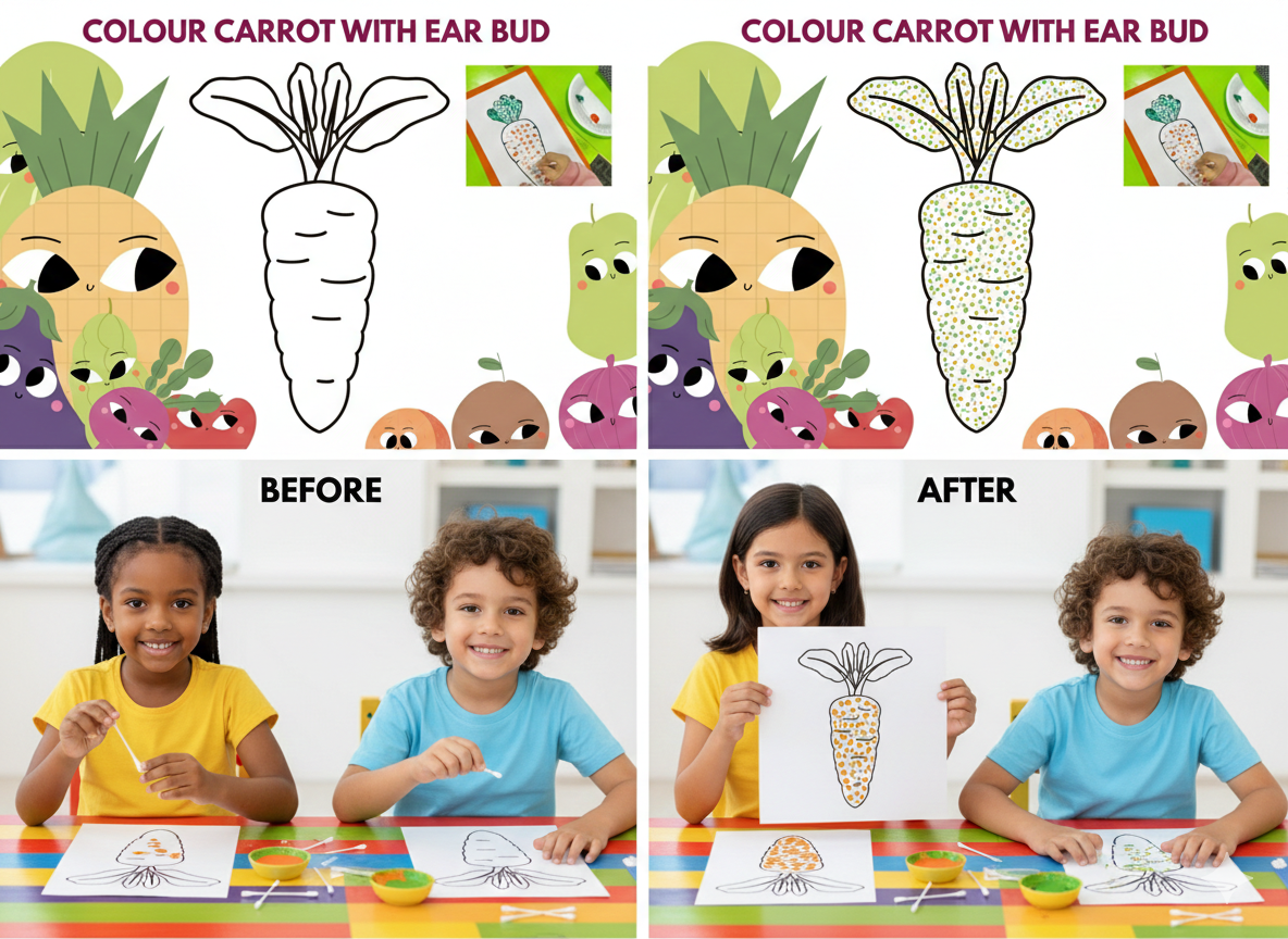 Cuty Kids Vegetable Garden DIY Craft Kit – 5-in-1 Sensory Art & Painting Set for Toddlers & Kids (Perfect Birthday & Return Gift)