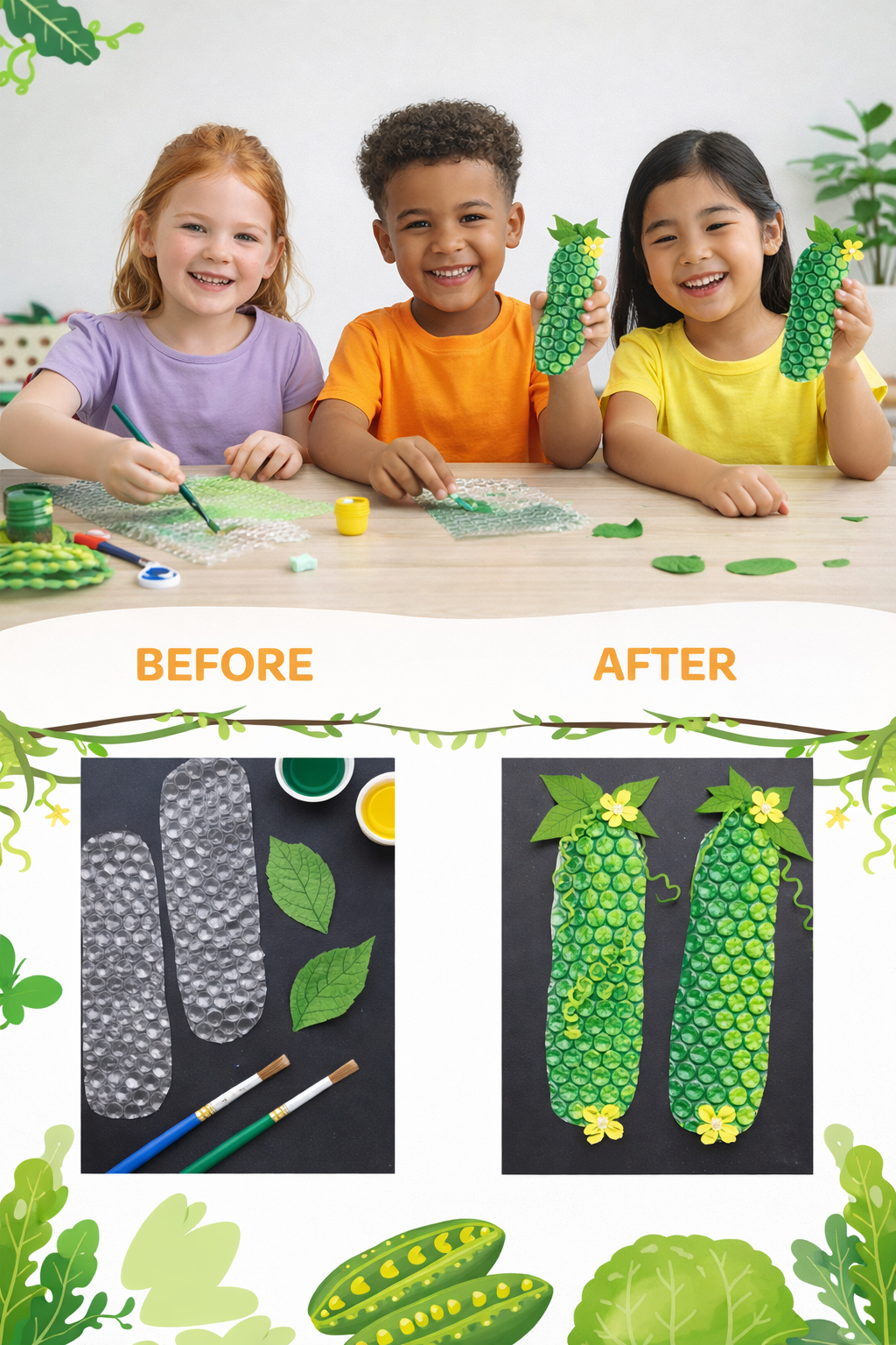Cuty Kids Vegetable Garden DIY Craft Kit – 5-in-1 Sensory Art & Painting Set for Toddlers & Kids (Perfect Birthday & Return Gift)