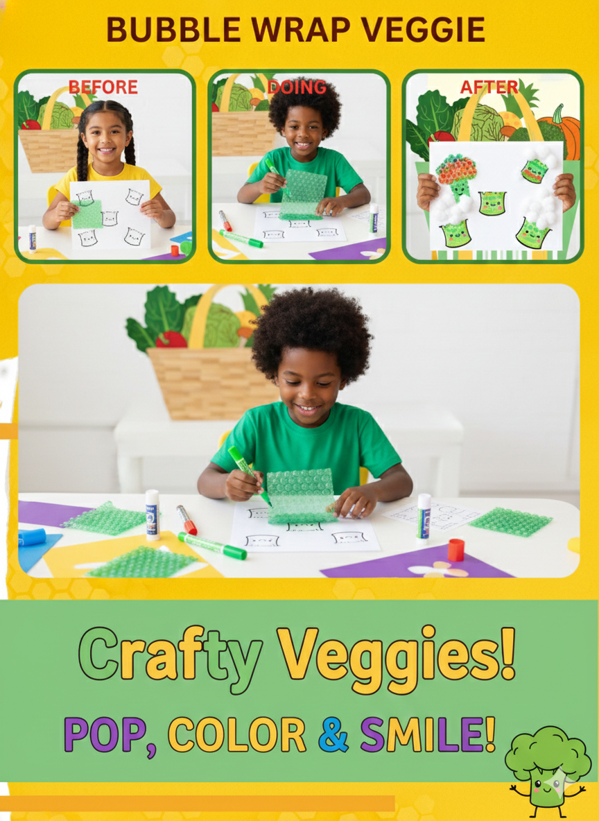 Cuty Kids Vegetable Garden DIY Craft Kit – 5-in-1 Sensory Art & Painting Set for Toddlers & Kids (Perfect Birthday & Return Gift)