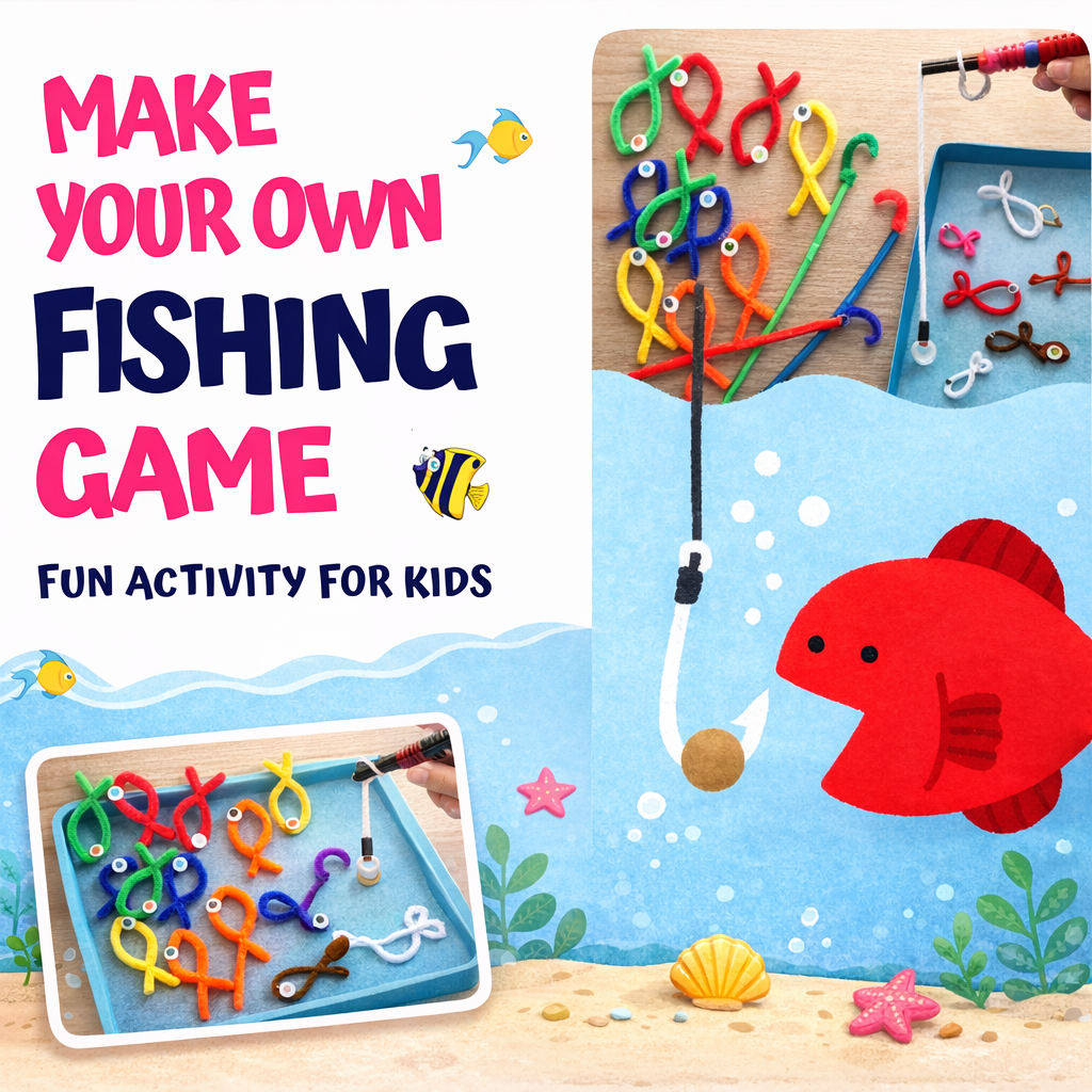 Cutykids DIY Fishing Game Kit – Creative Pipe Cleaner Craft & Sensory Play Set for Toddlers & Kids