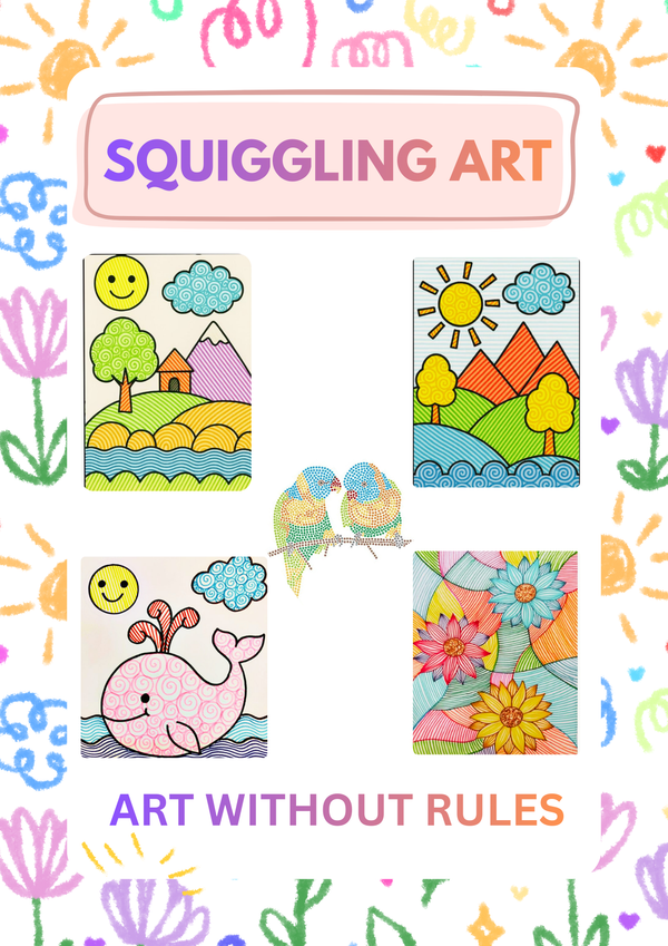 Squiggling Art Kit – No-Rules Scribble & Color Set with 12 Sketch Pens for Toddlers and Kids