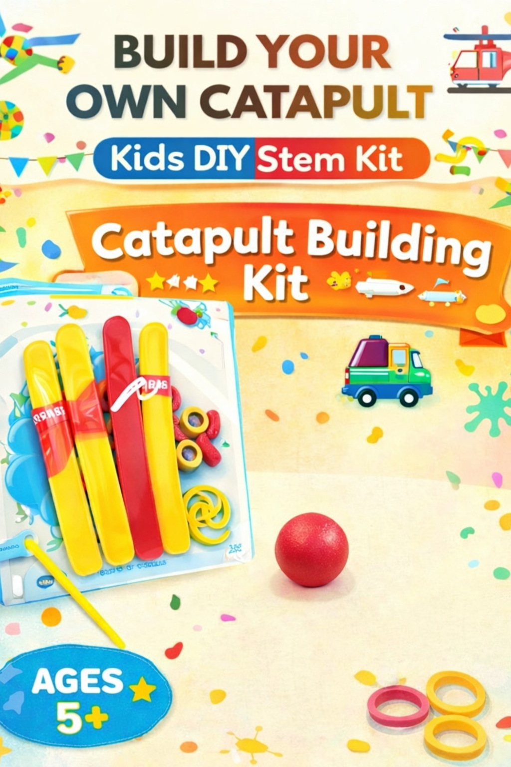 Cutykids 3-in-1 Ultimate Kids Activity Combo Kit | DIY STEM Catapult Builder, Magnetic Mold Painting & Educational Shapes & Number Learning Set| Art, Craft & Learning Toys for Ages 1+